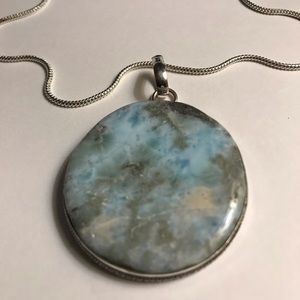Stunning 925 Sterling Silver Larimar Necklace